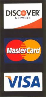 We accept Visa MasterCard Discover